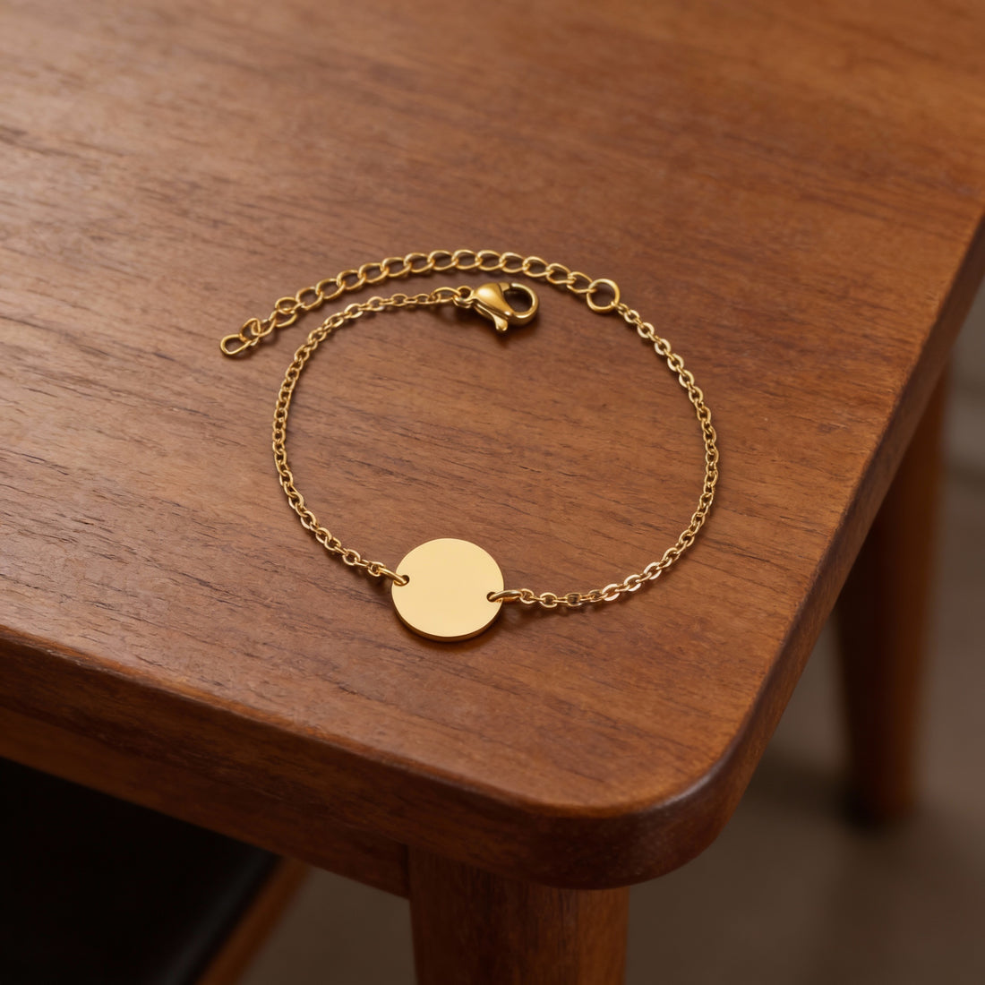 Vergoldetes Edelstahl Armband - Mit Anhänger - Rundes Unisex Design