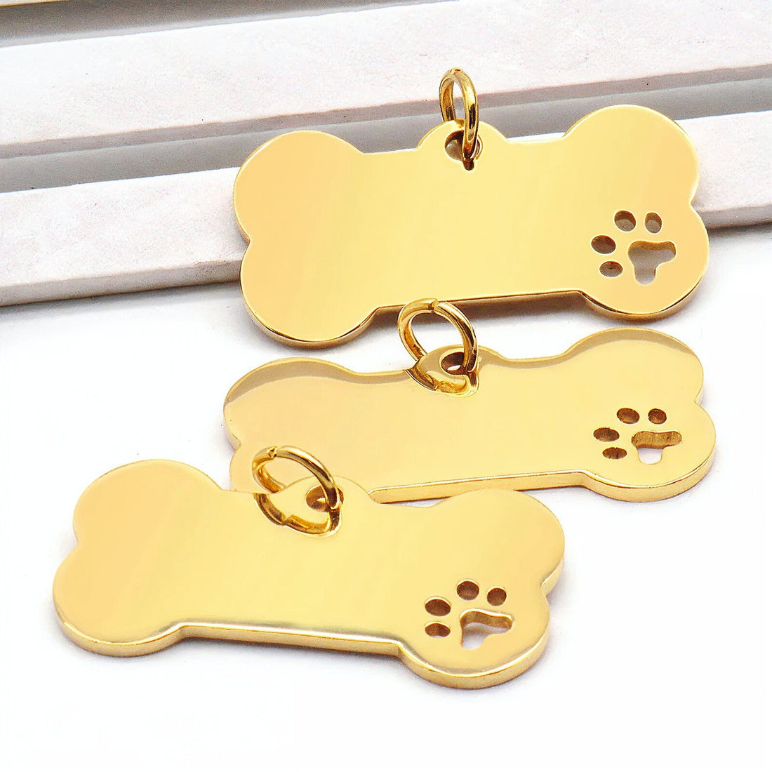 Personalisierbarer Edelstahl Schlüsselanhänger für Hundemarken